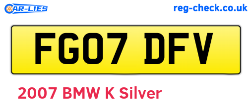 FG07DFV are the vehicle registration plates.