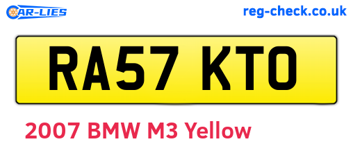RA57KTO are the vehicle registration plates.