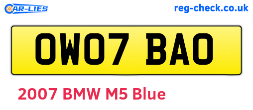 OW07BAO are the vehicle registration plates.
