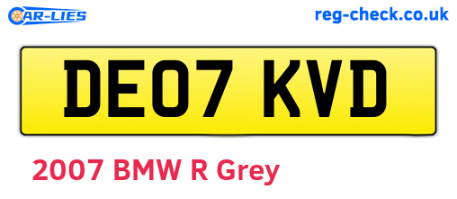 DE07KVD are the vehicle registration plates.