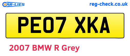 PE07XKA are the vehicle registration plates.