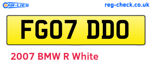 FG07DDO are the vehicle registration plates.