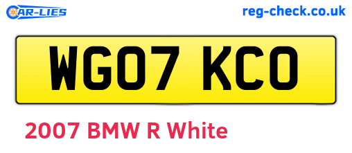 WG07KCO are the vehicle registration plates.