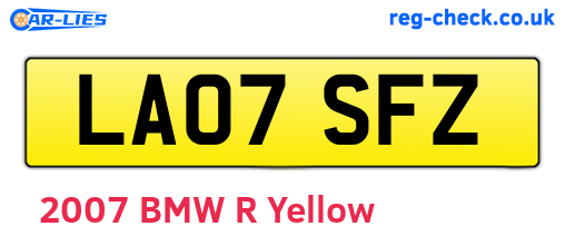 LA07SFZ are the vehicle registration plates.