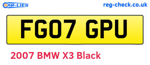 FG07GPU are the vehicle registration plates.