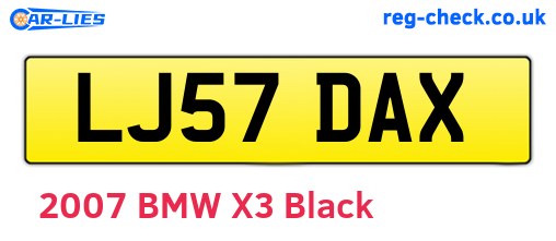 LJ57DAX are the vehicle registration plates.