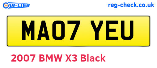 MA07YEU are the vehicle registration plates.
