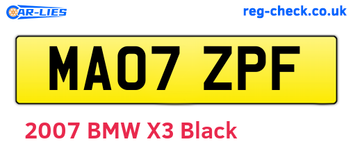 MA07ZPF are the vehicle registration plates.