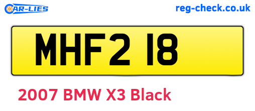 MHF218 are the vehicle registration plates.