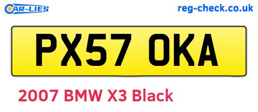 PX57OKA are the vehicle registration plates.