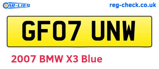 GF07UNW are the vehicle registration plates.