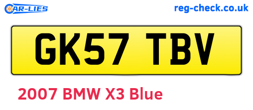 GK57TBV are the vehicle registration plates.