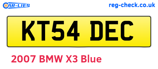 KT54DEC are the vehicle registration plates.