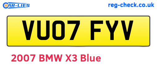 VU07FYV are the vehicle registration plates.