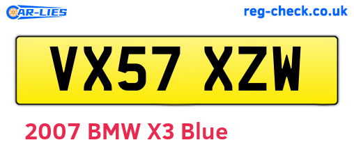 VX57XZW are the vehicle registration plates.