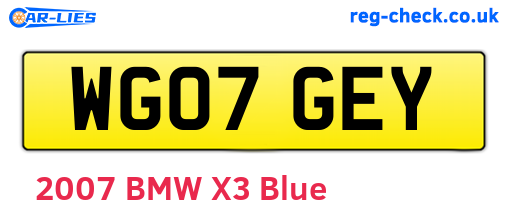 WG07GEY are the vehicle registration plates.