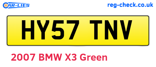 HY57TNV are the vehicle registration plates.