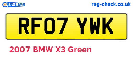 RF07YWK are the vehicle registration plates.