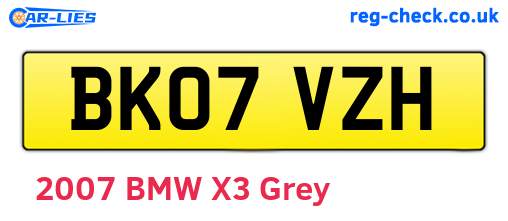BK07VZH are the vehicle registration plates.