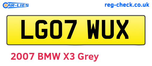 LG07WUX are the vehicle registration plates.