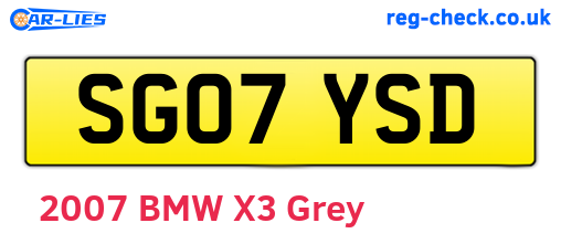 SG07YSD are the vehicle registration plates.
