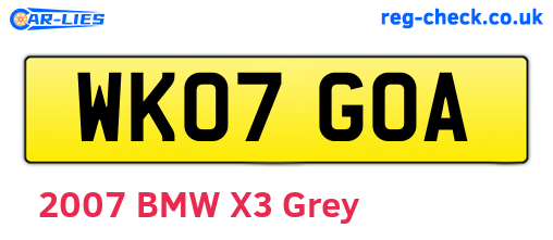 WK07GOA are the vehicle registration plates.