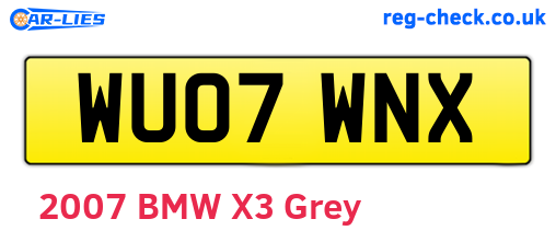 WU07WNX are the vehicle registration plates.