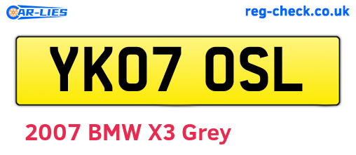 YK07OSL are the vehicle registration plates.