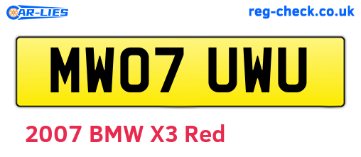 MW07UWU are the vehicle registration plates.