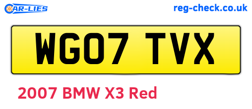 WG07TVX are the vehicle registration plates.