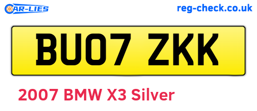 BU07ZKK are the vehicle registration plates.