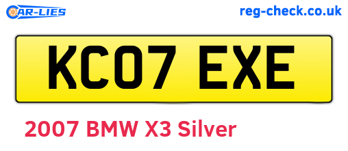 KC07EXE are the vehicle registration plates.
