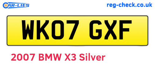 WK07GXF are the vehicle registration plates.