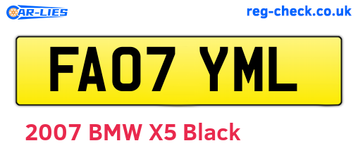 FA07YML are the vehicle registration plates.