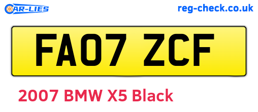 FA07ZCF are the vehicle registration plates.