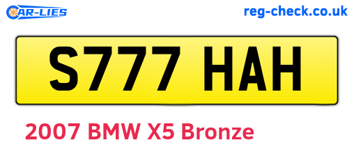 S777HAH are the vehicle registration plates.