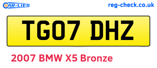 TG07DHZ are the vehicle registration plates.