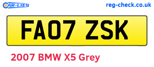 FA07ZSK are the vehicle registration plates.