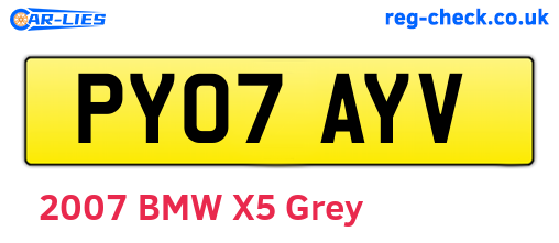 PY07AYV are the vehicle registration plates.