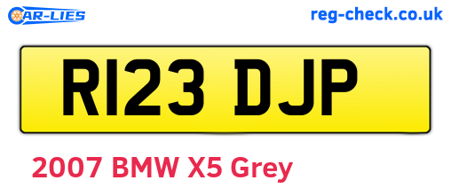 R123DJP are the vehicle registration plates.