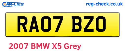 RA07BZO are the vehicle registration plates.