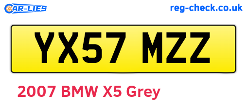 YX57MZZ are the vehicle registration plates.