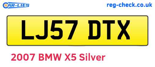 LJ57DTX are the vehicle registration plates.