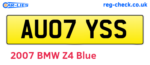 AU07YSS are the vehicle registration plates.