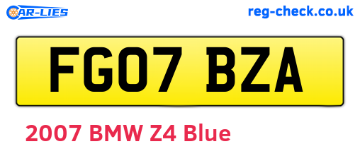 FG07BZA are the vehicle registration plates.