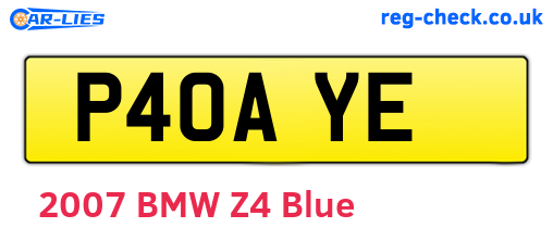 P40AYE are the vehicle registration plates.