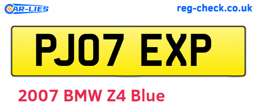PJ07EXP are the vehicle registration plates.