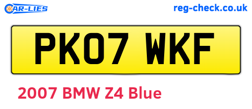 PK07WKF are the vehicle registration plates.