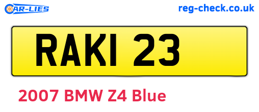 RAK123 are the vehicle registration plates.