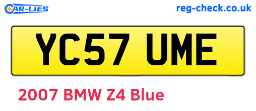 YC57UME are the vehicle registration plates.
